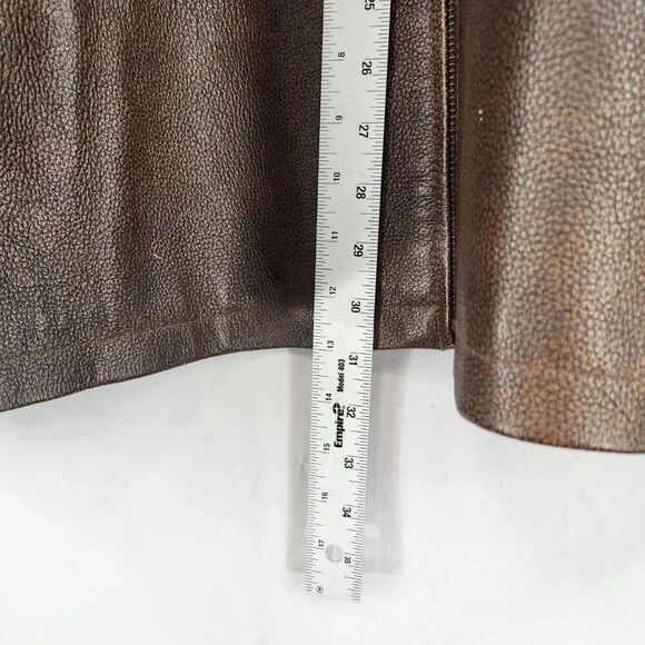 Vtg Browning Gold Brown Leather Jacket Men's XL TG Shoulder Patch Zip Logo